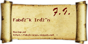 Fabók Irén névjegykártya